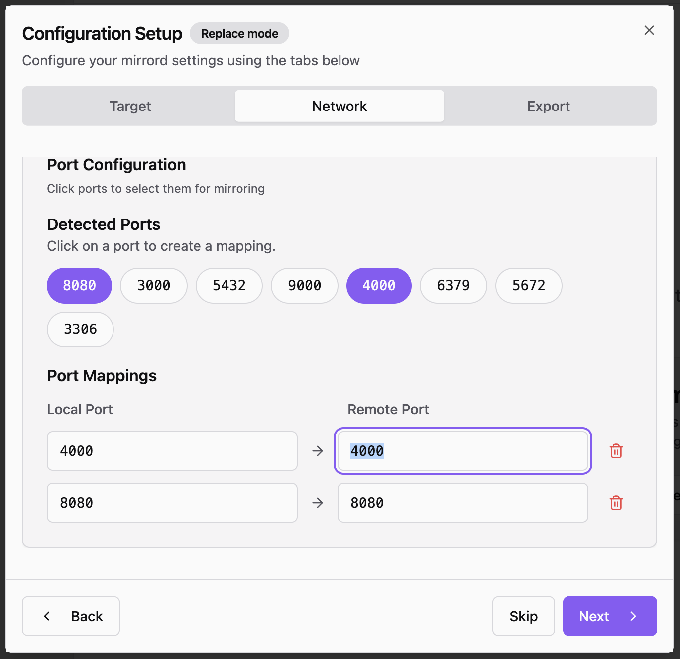 image showing the port picking component